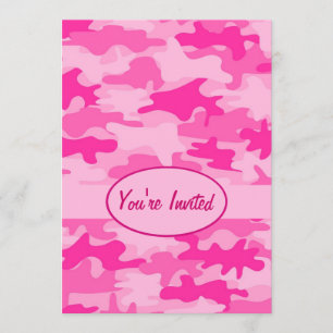 Invitation Événement rose et fuchsia de partie de camouflage