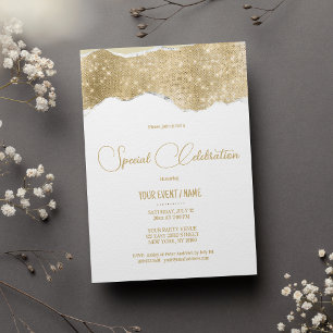 Invitation Événement spécial paillettes argent or blanc de lu