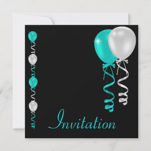Invitation Événement spécial sur les ballons noirs blancs Tur (Devant)