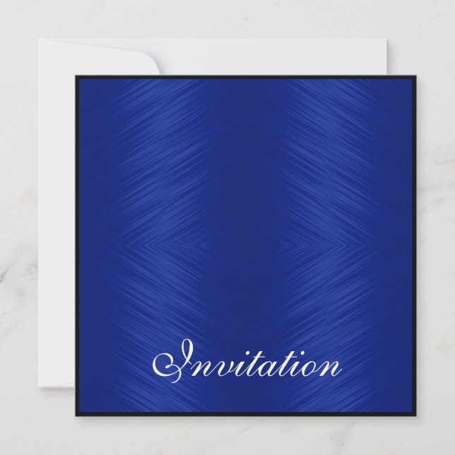 Invitation Événements élégants Cobalt Blue Motif Noir (Devant)