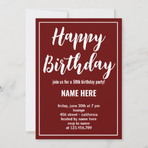 INVITATION ÉVÉNEMENTS PERSONNALISÉS DE FÊTE D'ANNIVERSAIRE
