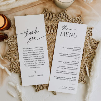 Invitation EVERLEIGH Menu Mariage minimaliste 4x9