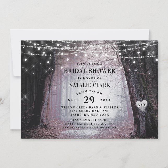 Invitation Evermore | Fête des mariées Enchanted Forest Mauve (Devant)