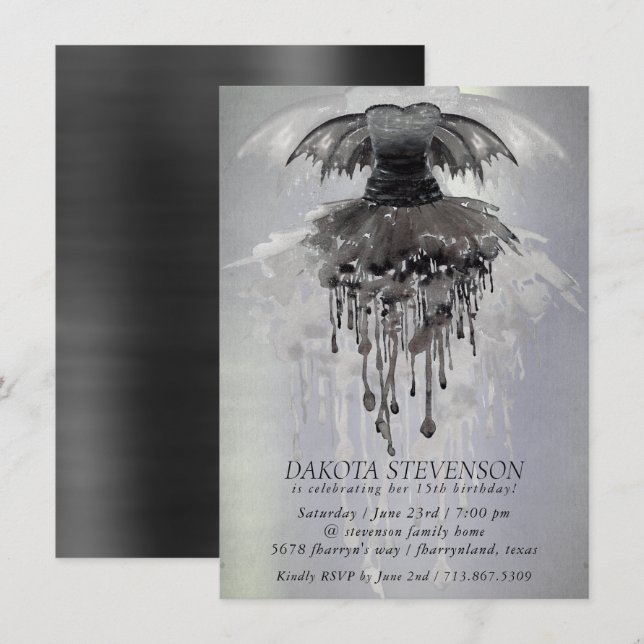 Invitation Evil Fairy Gown | Rocher noir gothique (Devant / Derrière)