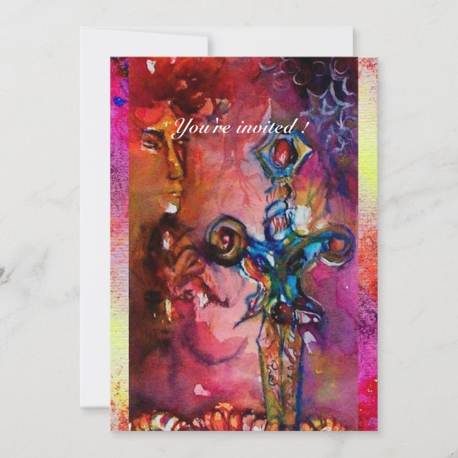 Invitation EXCALIBUR 1, rouge vif, rose pourpre (Devant)