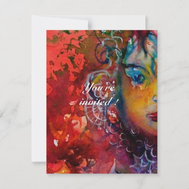 Invitation EXCALIBUR 3, rouge vif, rose violet (Devant)