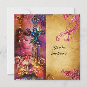 Invitation EXCALIBUR 3, rouge vif, violet rose