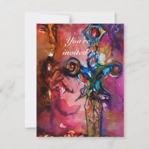 Invitation EXCALIBUR 5, rouge vif , rose violet
