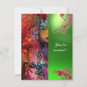 Invitation EXCALIBUR gemme rouge vif, rose bleu orange