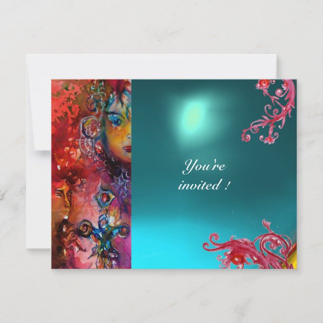 Invitation EXCALIBUR gemme rouge vif , rose bleu orange bleu (Devant)