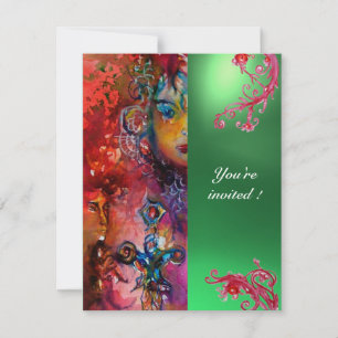 Invitation EXCALIBUR gemme rouge vif, rose bleu orange vert