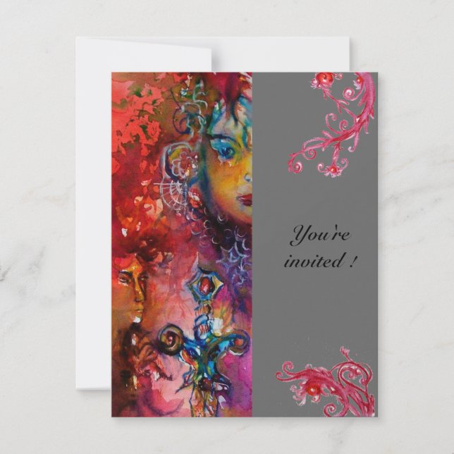 Invitation EXCALIBUR, gris rouge brillant (Devant)