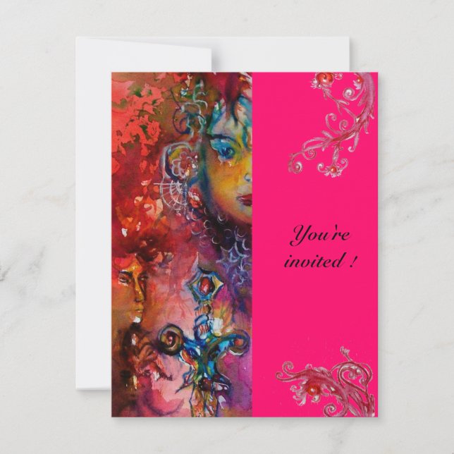 Invitation EXCALIBUR rose fuchsia rouge rose violet blanc (Devant)