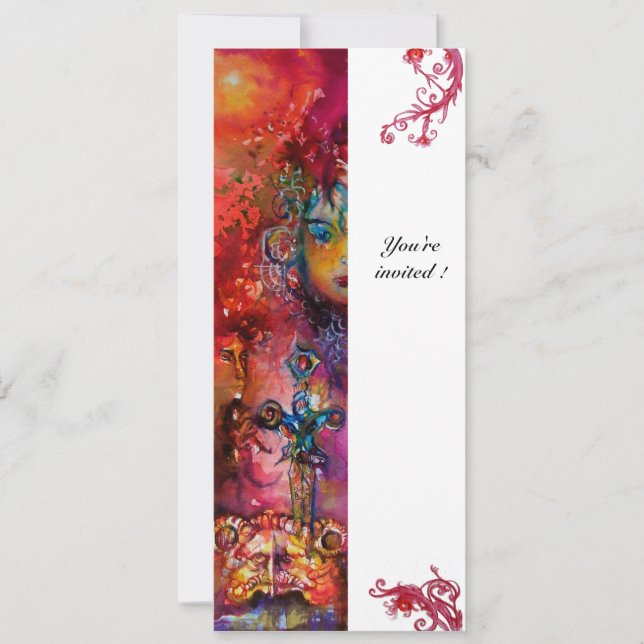 Invitation EXCALIBUR, rouge vif, blanc (Devant)