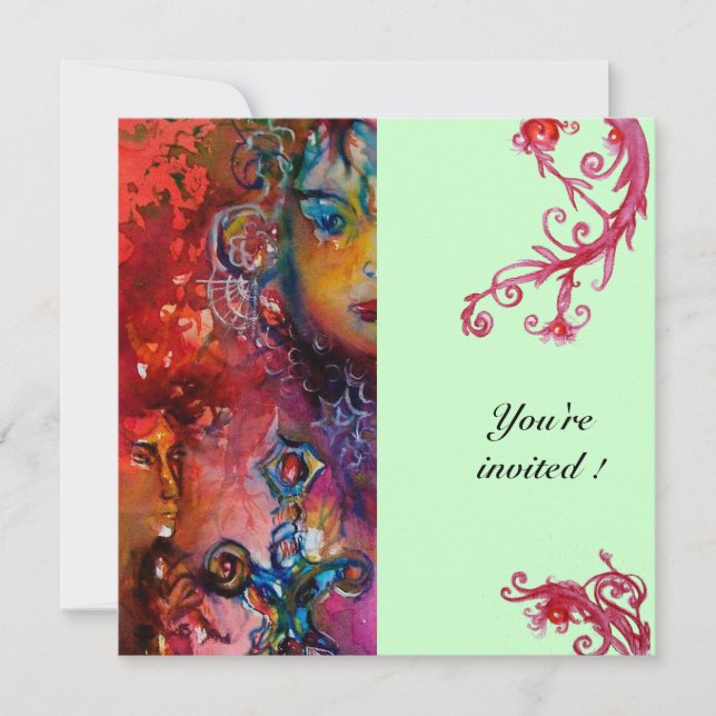 Invitation EXCALIBUR, rouge vif, bleu (Devant)