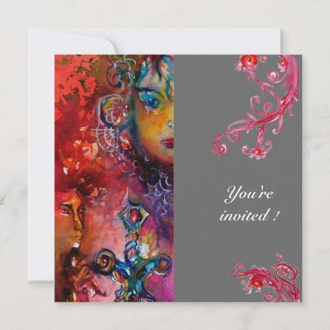 Invitation EXCALIBUR, rouge vif, gris (Devant)