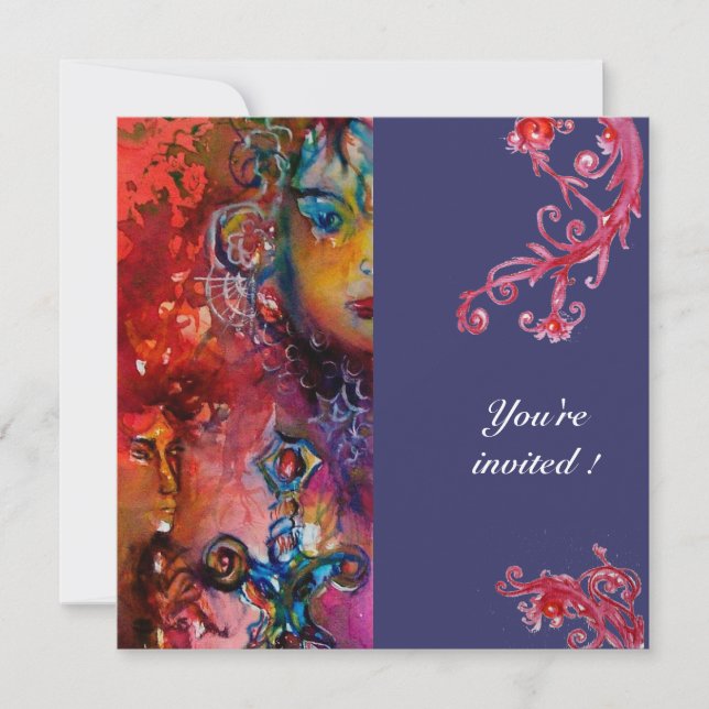 Invitation EXCALIBUR, rouge vif, pourpre (Devant)