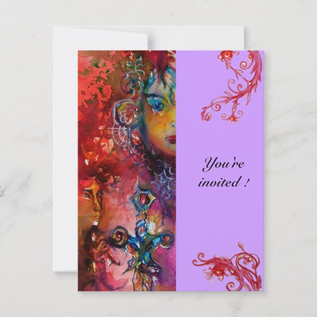 Invitation EXCALIBUR, rouge vif, pourpre (Devant)