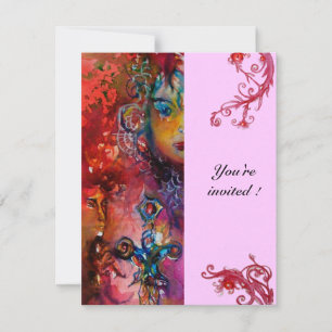 Invitation EXCALIBUR , rouge vif , rose