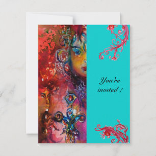 Invitation EXCALIBUR, rouge vif, rose bleu