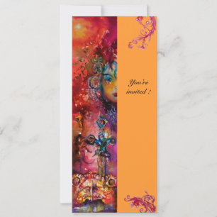 Invitation EXCALIBUR, rouge vif, rose bleu jaune