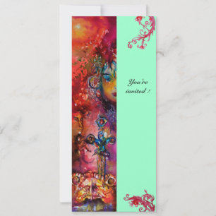 Invitation EXCALIBUR , rouge vif , rose bleu vert