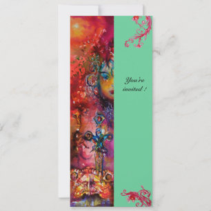 Invitation EXCALIBUR , rouge vif , rose bleu vert