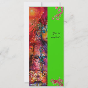 Invitation EXCALIBUR , rouge vif , rose bleu vert