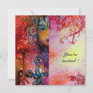 Invitation EXCALIBUR, rouge vif, rose pourpre