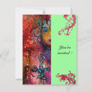 Invitation EXCALIBUR, rouge vif, vert rose