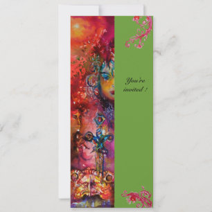 Invitation EXCALIBUR, rouge vif, vert rose