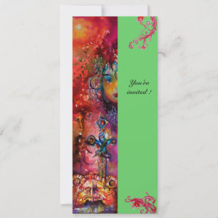Invitation EXCALIBUR, rouge vif, vert rose