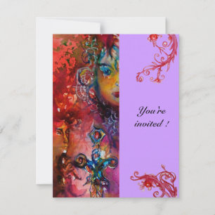 Invitation EXCALIBUR , rouge vif , violet