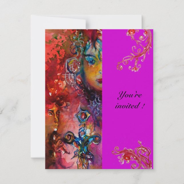 Invitation EXCALIBUR, rouge vif, violet rose (Devant)