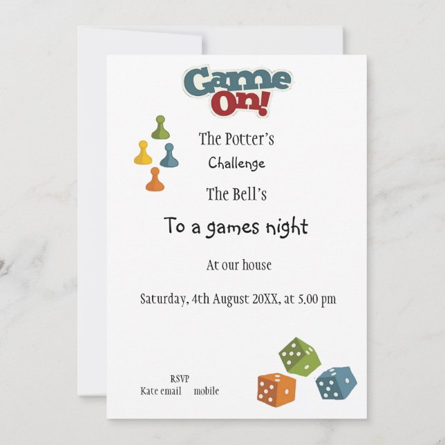 Invitation Excentrique, amusant, nuit de jeux, passionnés de  (Dos)