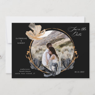 Invitation Exclusive Black Gold Floral Enregistrer La Date