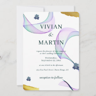 Invitation Exemple classique violet violet vert mariage
