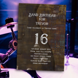 Invitation Exercice de bande Joueur de guitare d'anniversaire