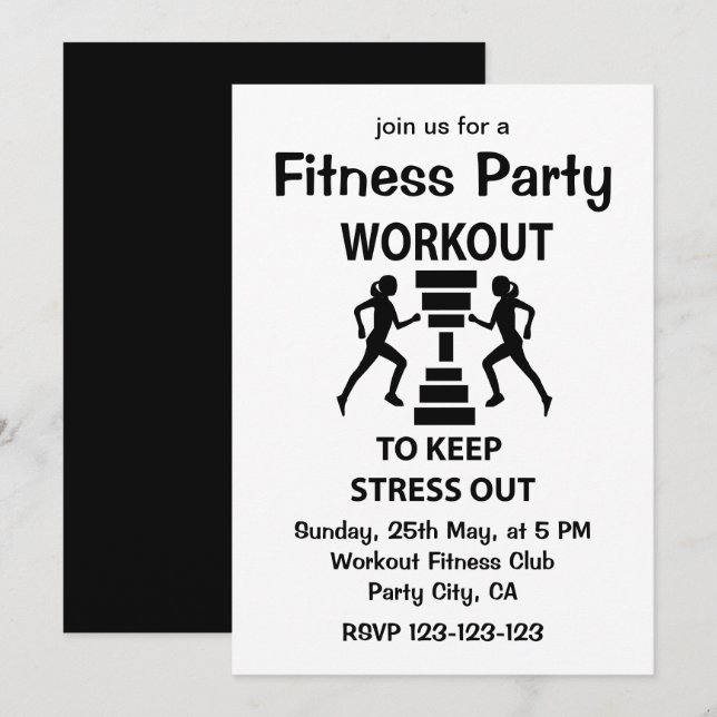Invitation Exercice Fitness Party (Devant / Derrière)
