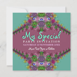 Invitation Exotic Fractal Dentelle Girls Party