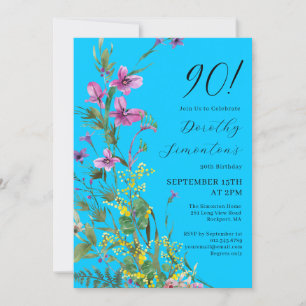 Invitation Exotic rose jaune Fleur sauvage 90e anniversaire