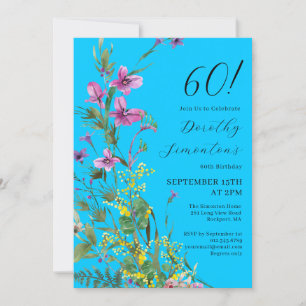 Invitation Exotic Rose Jaune Fleurs sauvages 60e anniversaire
