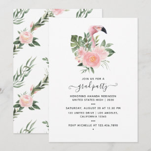 Invitation Exotic Tropical Flamant rose rose fête de graduati