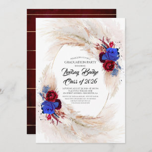 Invitation Exotic Tropical Pampas Graduation Party