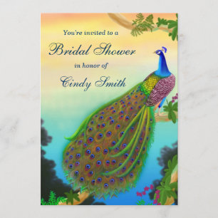 Invitation exotique de Fête de la mariée de paon