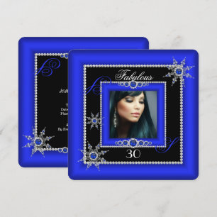 Invitation Exotique Fabuleux Royal Bleu Argent Flocon de Neig
