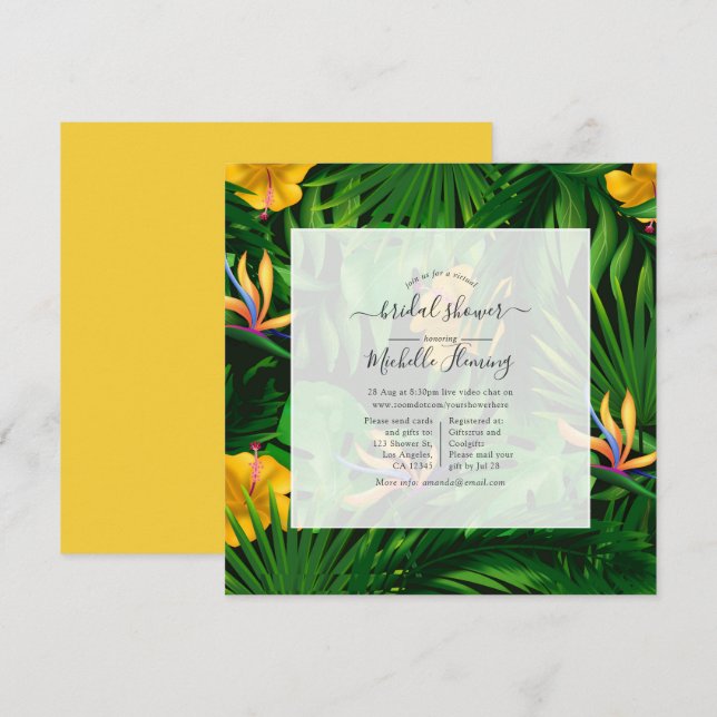Invitation Exotique Tropical Virtual Showback (Devant / Derrière)