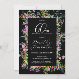 Invitation Exotique violet rose jaune Fleur sauvage 60e anniv