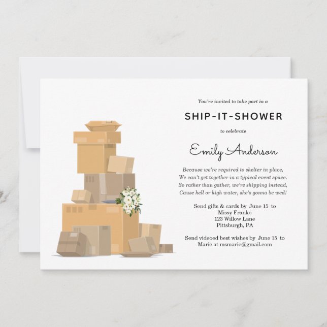 Invitation Expédiez l'invitation de la douche nuptiale (Devant)