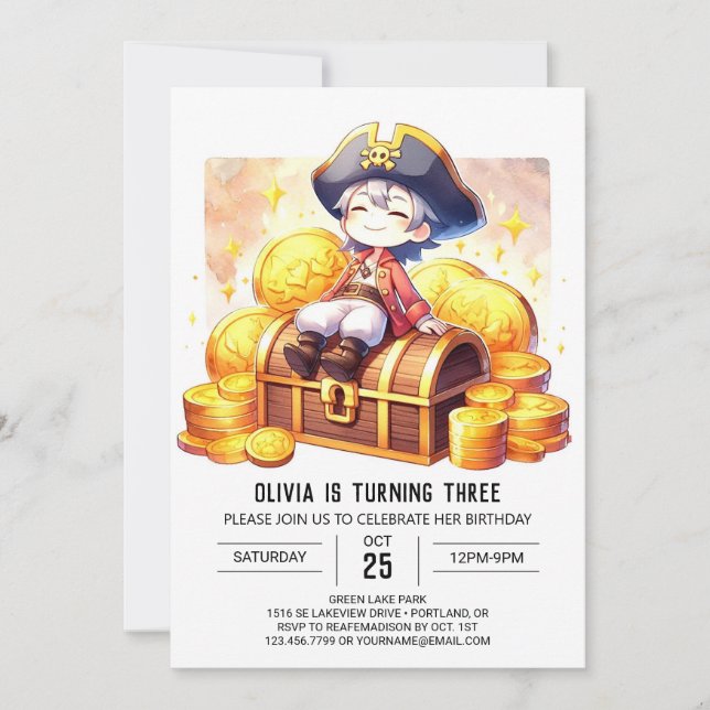Invitation Expédition Personnalisée Pirate Anniversaire (Devant)